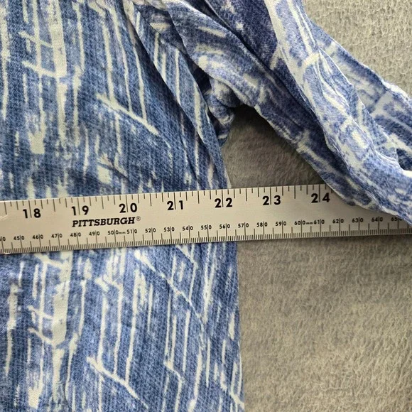 Chico's Women Top 2 Blue Tie Dye Shibori Gold Sequin Kimono Handkerchief‎ - Picture 6 of 9